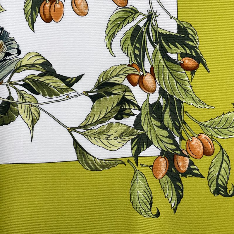 Hermes Carre 90 Scarf AU Coeur Des Bois in the Forest 100% Silk Green