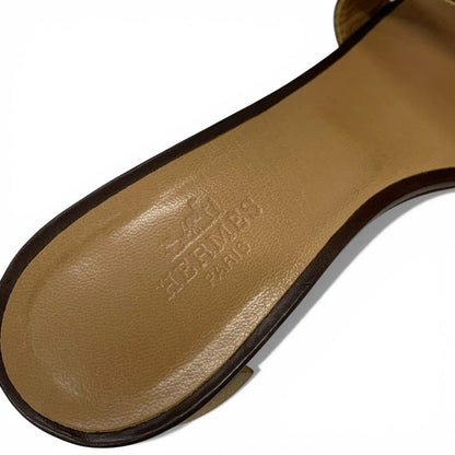 Hermes Oasis Sandals Shoes Leather Brown Mules