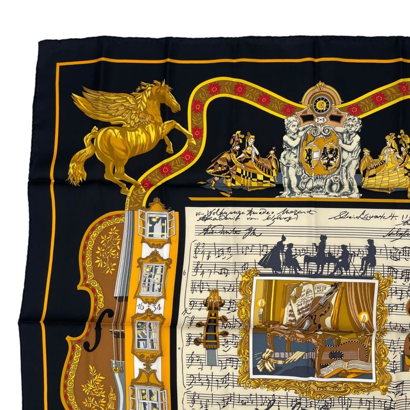 Hermes Carre 90 in Salzburg Black Scarf Silk