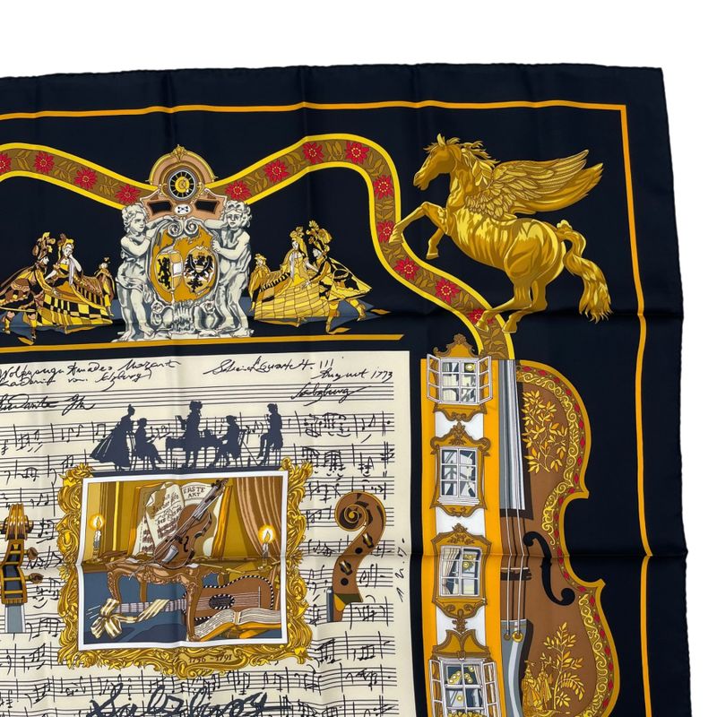 Hermes Carre 90 in Salzburg Black Scarf Silk