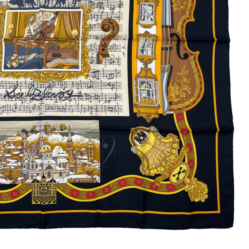 Hermes Carre 90 in Salzburg Black Scarf Silk