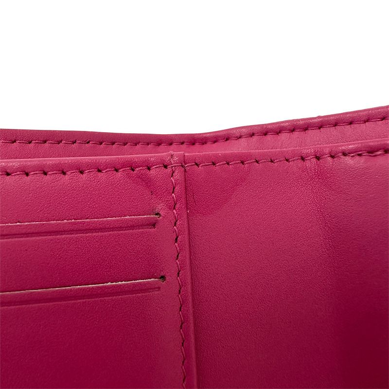Chanel Wallet Trifold Wallet Quilted Caviar Leather Pink Silver Har