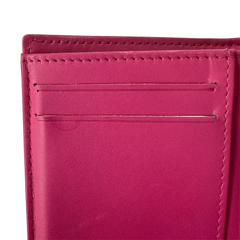 Chanel Wallet Trifold Wallet Quilted Caviar Leather Pink Silver Har