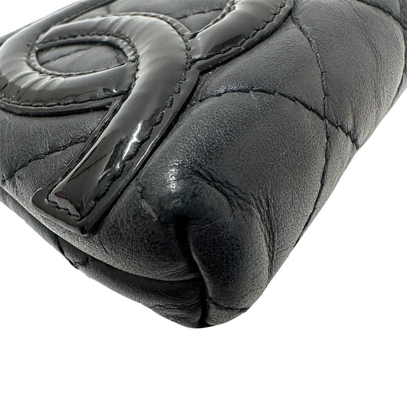 Chanel Wallet Coin Case CC Logo Lambskin Cambon Black