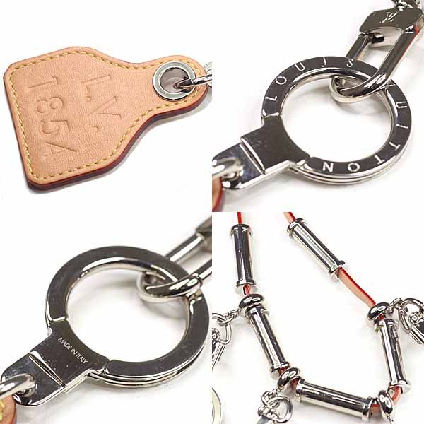 Louis Vuitton Collier Survival Necklace Charm Metal Leather Orange Silver Hardwa