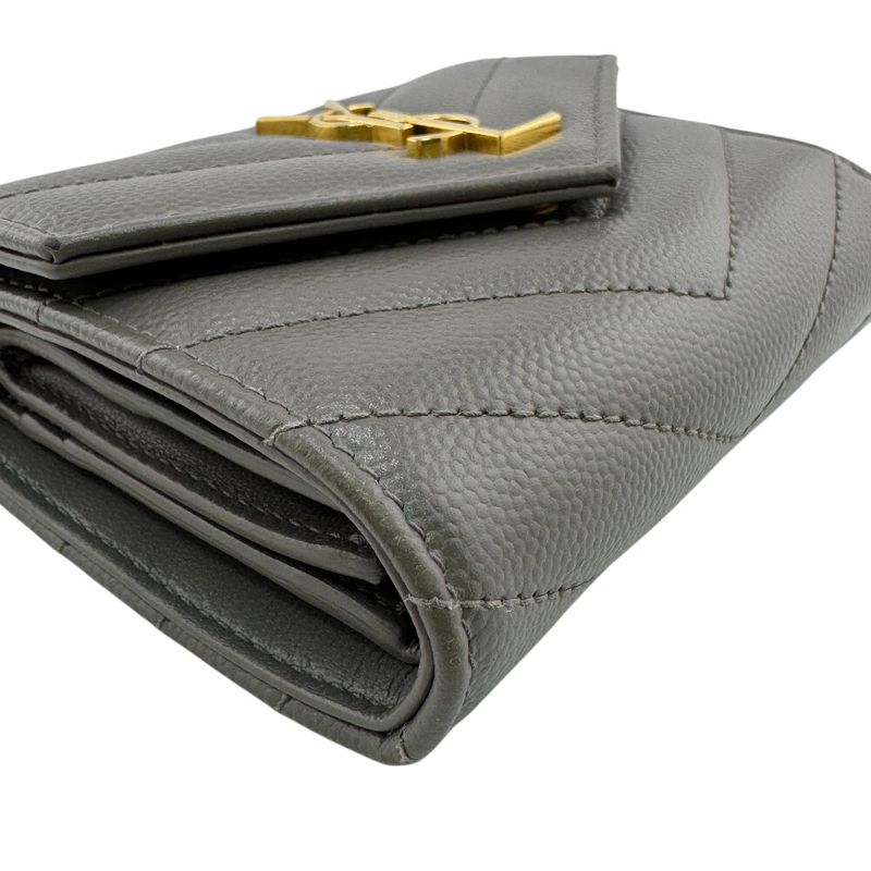 Saint Laurent Stitch Trifold Wallet Gray
