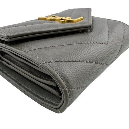 Saint Laurent Stitch Trifold Wallet Gray