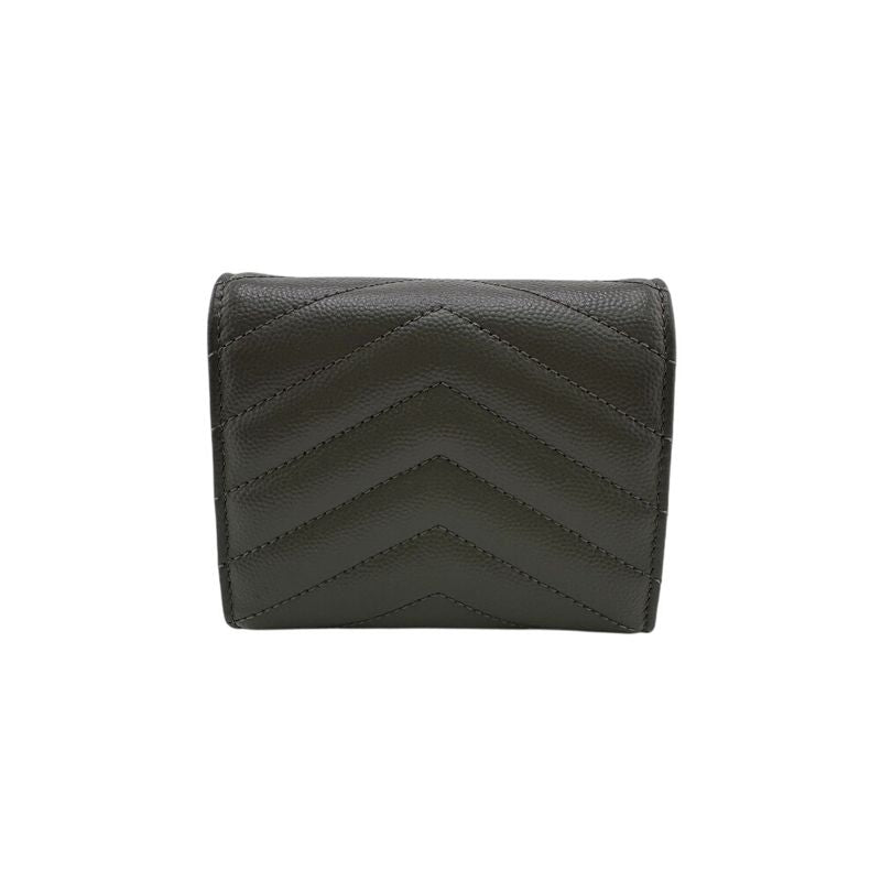Saint Laurent Stitch Trifold Wallet Gray