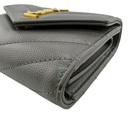 Saint Laurent Stitch Trifold Wallet Gray