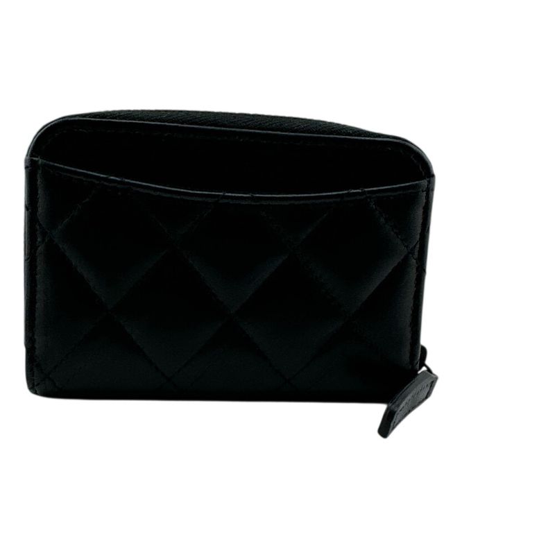 Chanel Zip Around Card Coin Purse Black