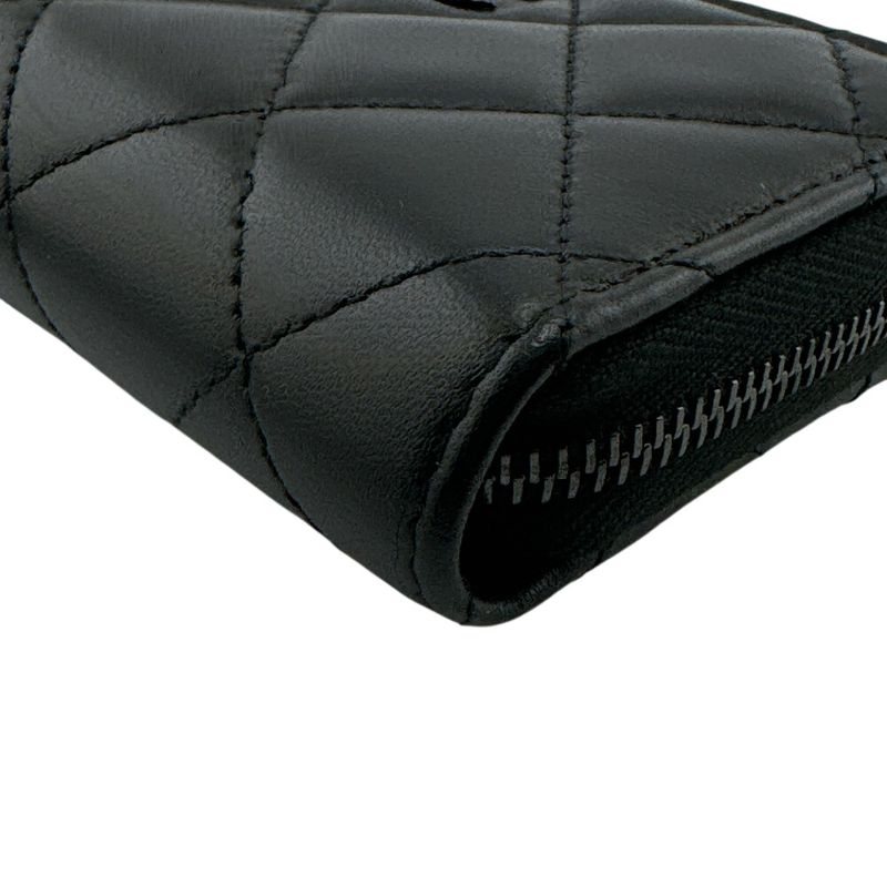 Chanel Zip Around Card Coin Purse Black