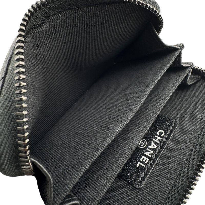 Chanel Zip Around Card Coin Purse Black