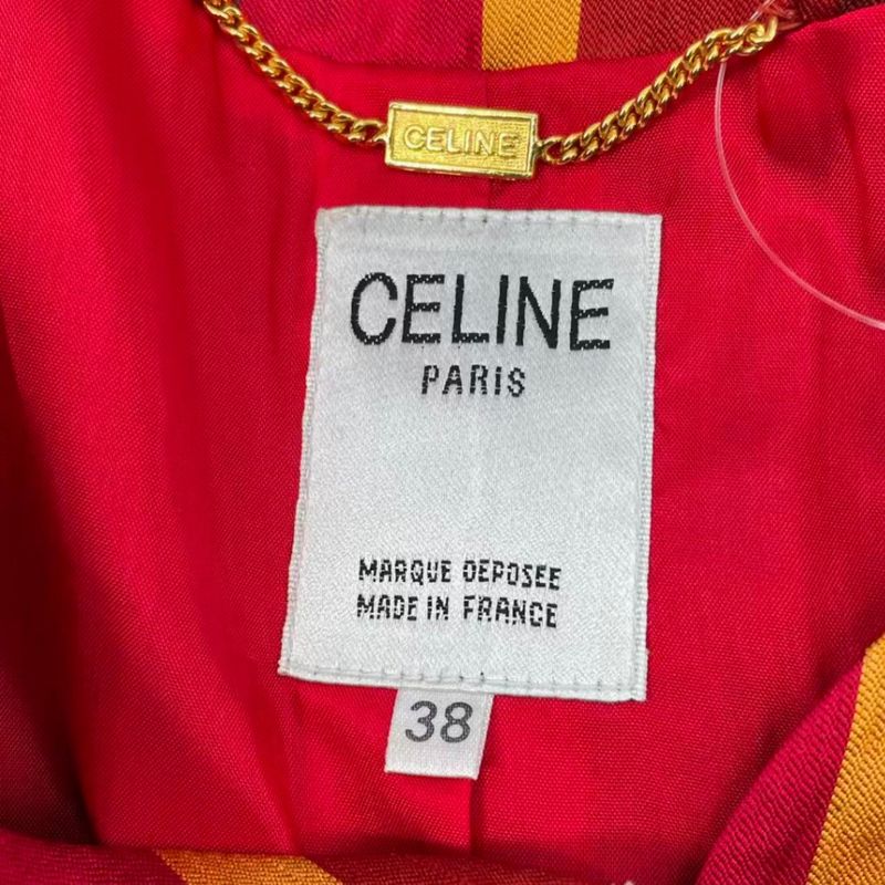 Celine Jacket Regular Price Striped Pattern Damaged Design Gold Button