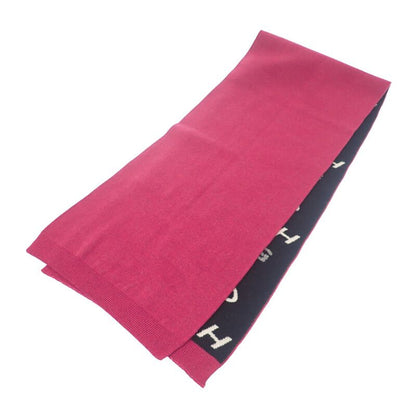 Chanel Logo Muffler Cashmere Black Pink CC Scarf