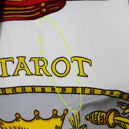 Hermes Scarf Carre 90 le Tarot Card Silk Green Multicolor Large