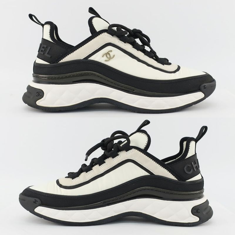 Chanel Sneakers 43 Approx White Black Coco