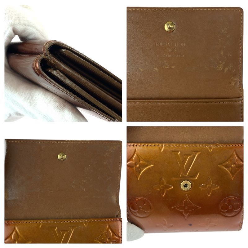 Louis Vuitton Monogram Vernis Porte Monet Billets Cult Cles Bronze Brown Enamel