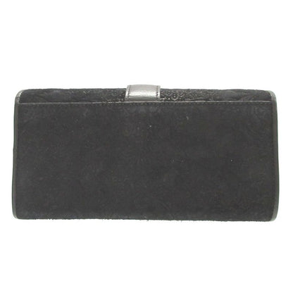 Gucci Soft Stirrup Suede Leather Black Bifold Long Wallet