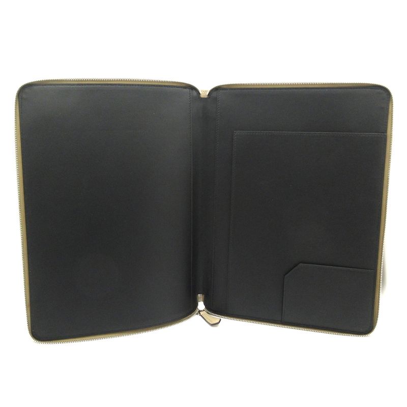 Fendi Case Gray Beige Document Case Zip Around Leather