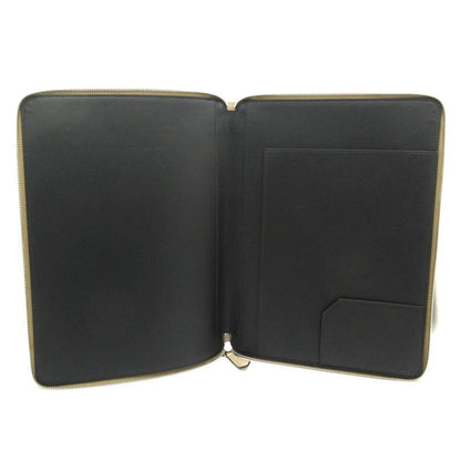 Fendi Case Gray Beige Document Case Zip Around Leather