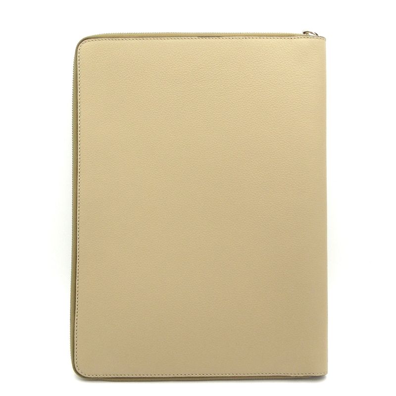 Fendi Case Gray Beige Document Case Zip Around Leather