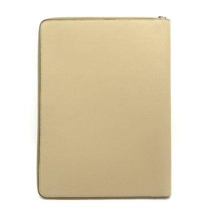Fendi Case Gray Beige Document Case Zip Around Leather