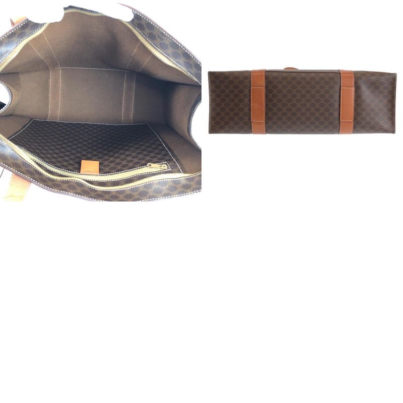 Celine Macadam Brown Gold Leather Tote Shoulder Bag