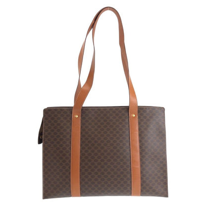 Celine Macadam Brown Gold Leather Tote Shoulder Bag