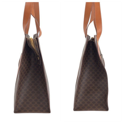 Celine Macadam Brown Gold Leather Tote Shoulder Bag