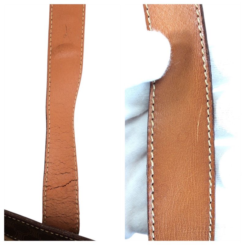 Celine Macadam Brown Gold Leather Tote Shoulder Bag
