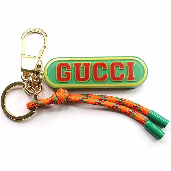 Gucci Key Chain Key Holder Strap Charm Green Orange Gold