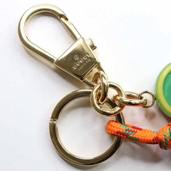 Gucci Key Chain Key Holder Strap Charm Green Orange Gold