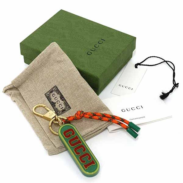 Gucci Key Chain Key Holder Strap Charm Green Orange Gold