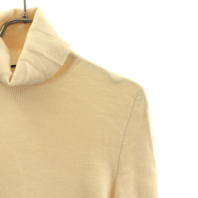 Gucci Fine Wool GG Logo Patch Turtleneck Knit L Cream