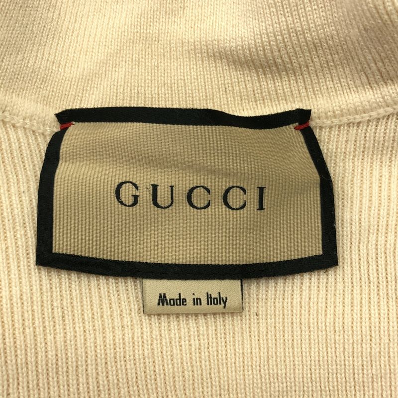 Gucci Fine Wool GG Logo Patch Turtleneck Knit L Cream