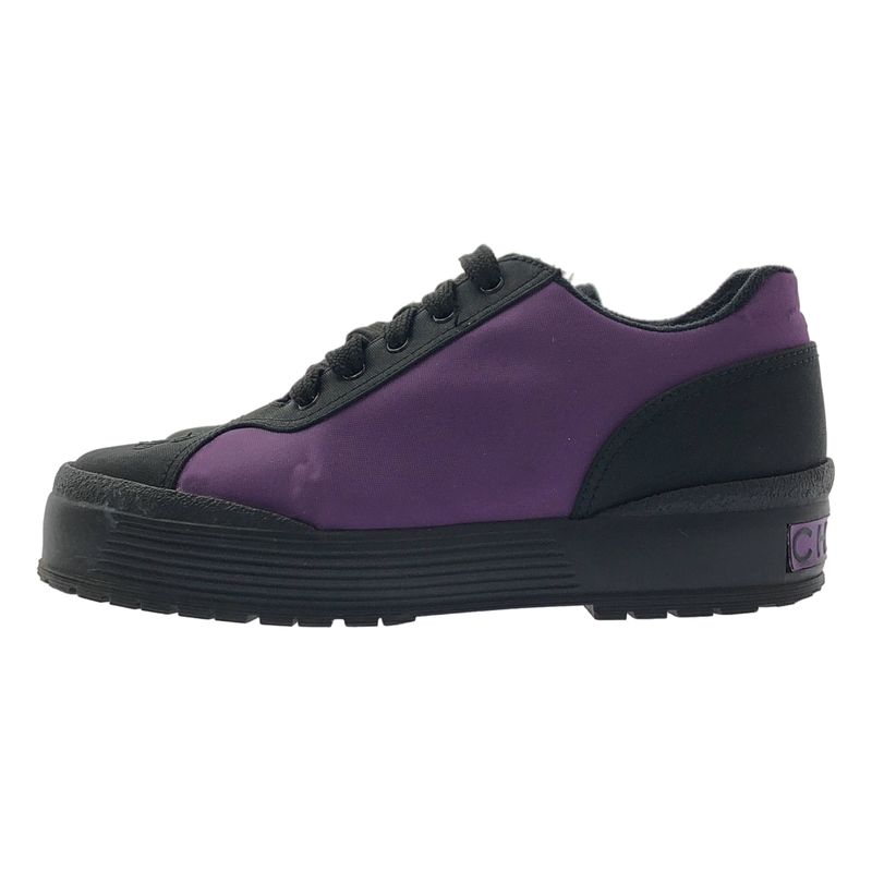 Chanel CC Logo Bicolor Low Cut Sneakers 36 Purple Black