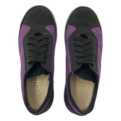 Chanel CC Logo Bicolor Low Cut Sneakers 36 Purple Black