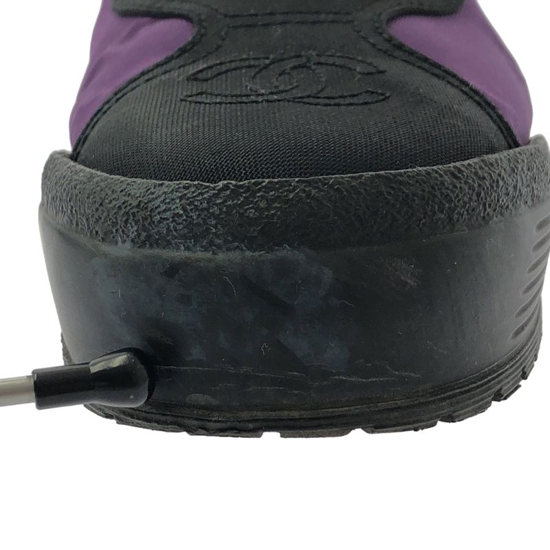 Chanel CC Logo Bicolor Low Cut Sneakers 36 Purple Black