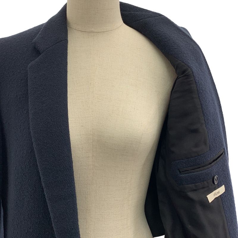 Celine Phoebe Philo Era Wool Crombie Coat 34 Navy