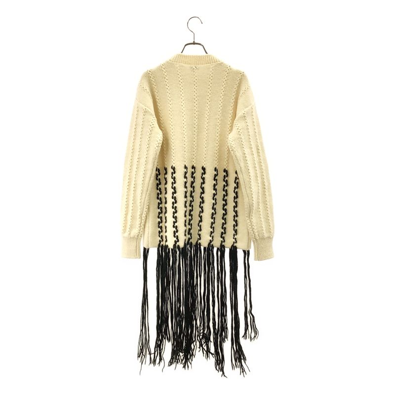 Loewe Wool Alpaca Fringe Knit XS Ivory Black