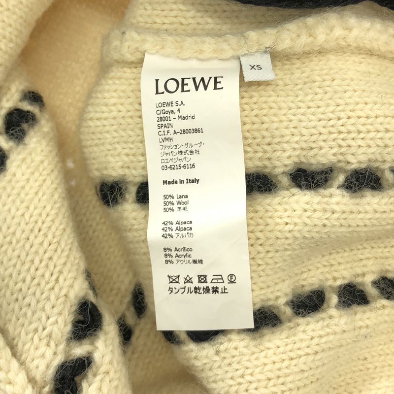 Loewe Wool Alpaca Fringe Knit XS Ivory Black