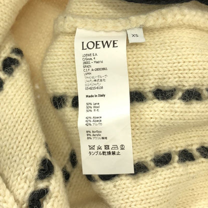 Loewe Wool Alpaca Fringe Knit XS Ivory Black