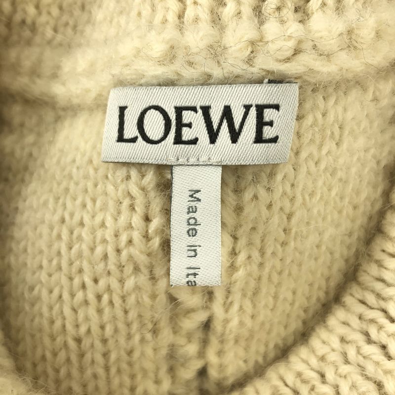 Loewe Wool Alpaca Fringe Knit XS Ivory Black