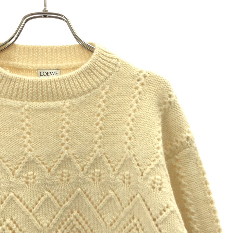 Loewe Wool Alpaca Fringe Knit XS Ivory Black