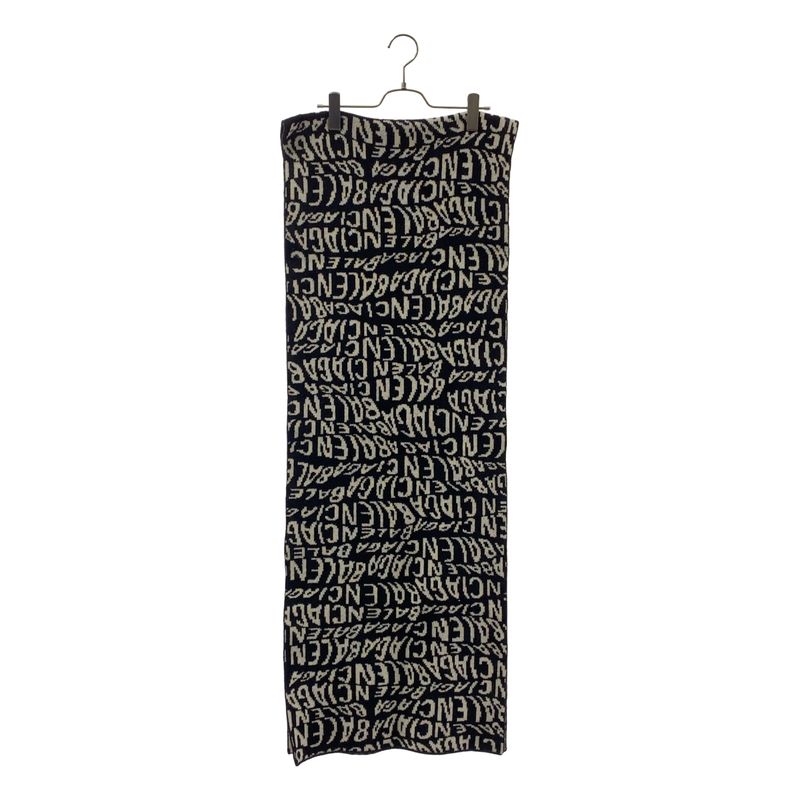 Balenciaga Wool Logo Wave Large Muffler Black White Scarf