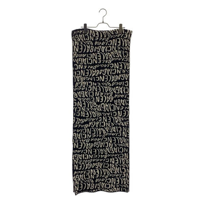 Balenciaga Wool Logo Wave Large Muffler Black White Scarf
