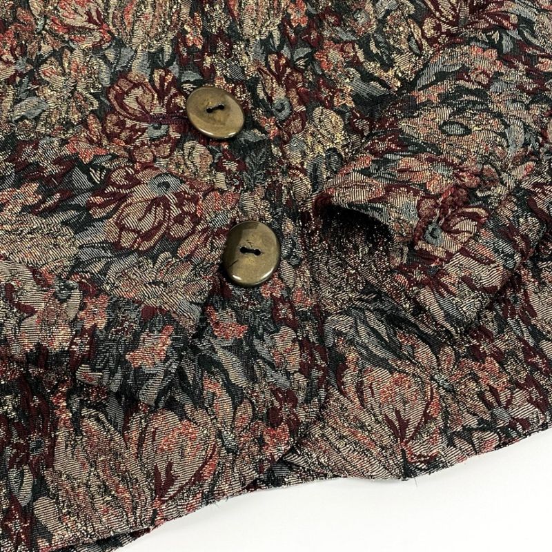 Dior Vintage Tapestry Pattern Jacket & Skirt Set Brocade Suit Floral M Red Gold