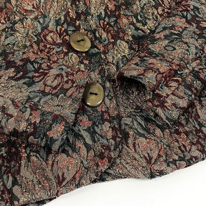 Dior Vintage Tapestry Pattern Jacket & Skirt Set Brocade Suit Floral M Red Gold