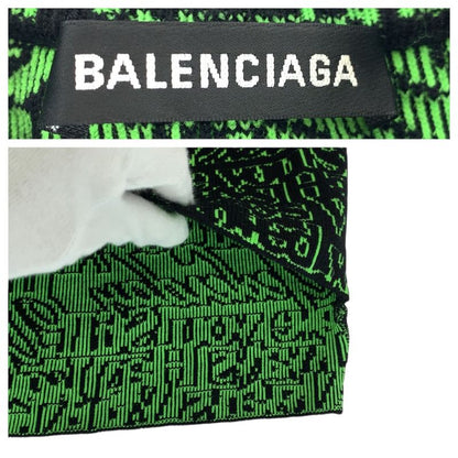 Balenciaga Slogan Jacquard Oversize Knit XS Green Wool