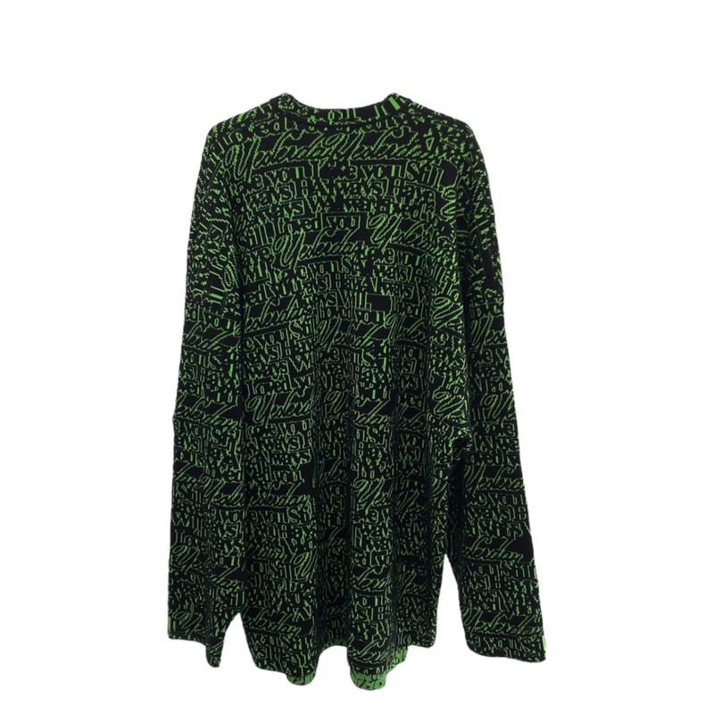 Balenciaga Slogan Jacquard Oversize Knit XS Green Wool